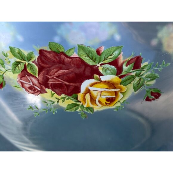 ROYAL ALBERT  Old Country Rose Clear Glass Salad Fruit Serving Bowl 9In - Picture 7 of 10
